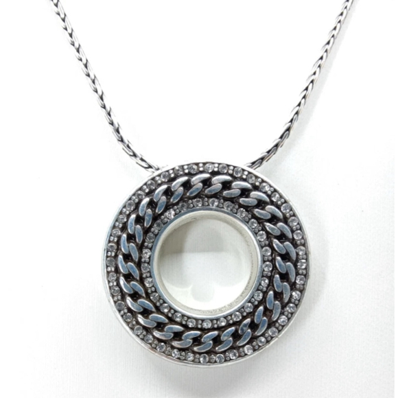 Brighton Jewelry - Brighton silver plated "Chain Reaction" Pendant Necklace w/ crystals, 18" 1862
